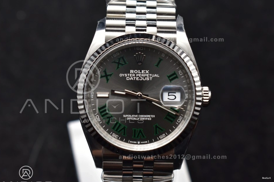 VR3235 Markers Green Dial on 1:1 Roman Edition Bracelet Steel 36 904L Jubilee Clean Gray Best DateJust 126234 0409